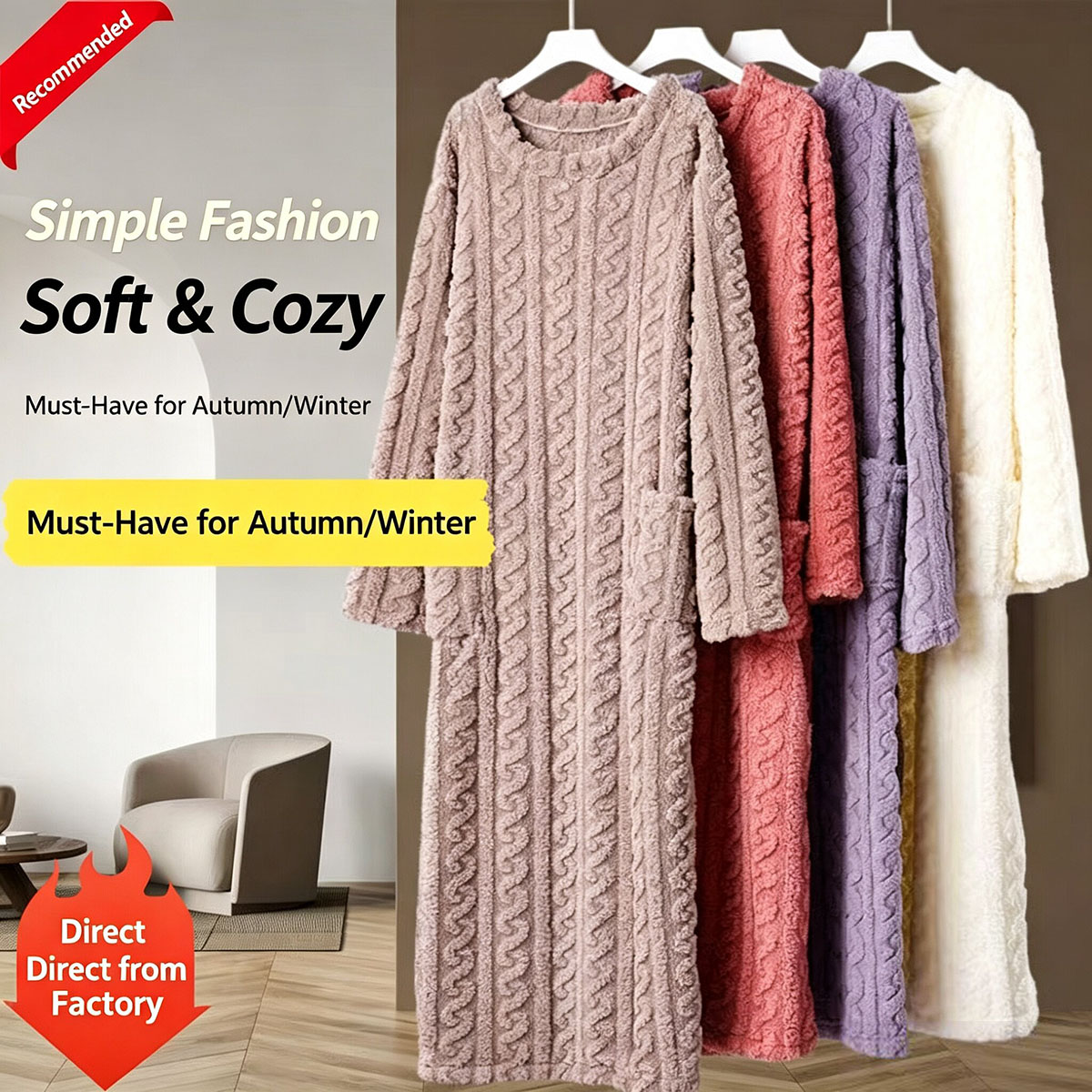 Winter Coral Velvet Nightgown, - Winter Cloth recension och pris