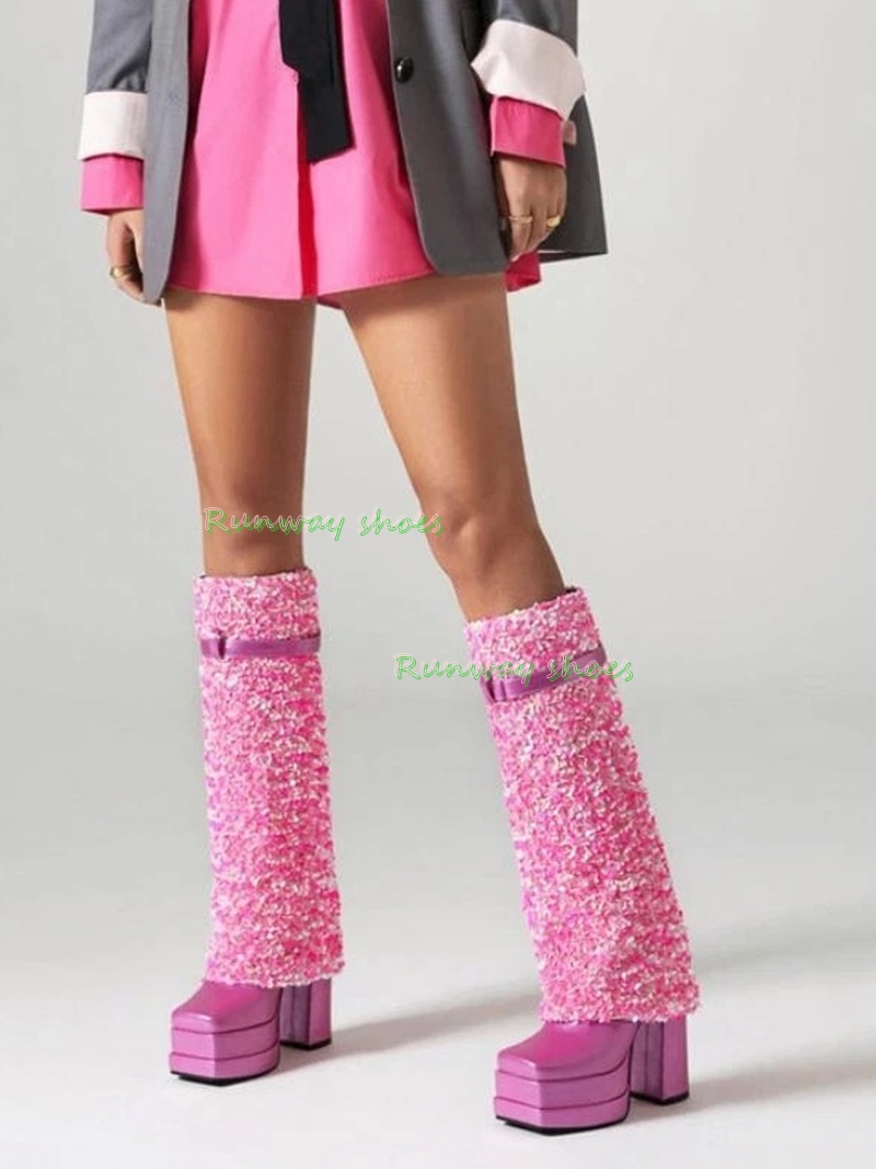 Blue Sequin Knee High Boots Do - Winter Cloth recension och pris