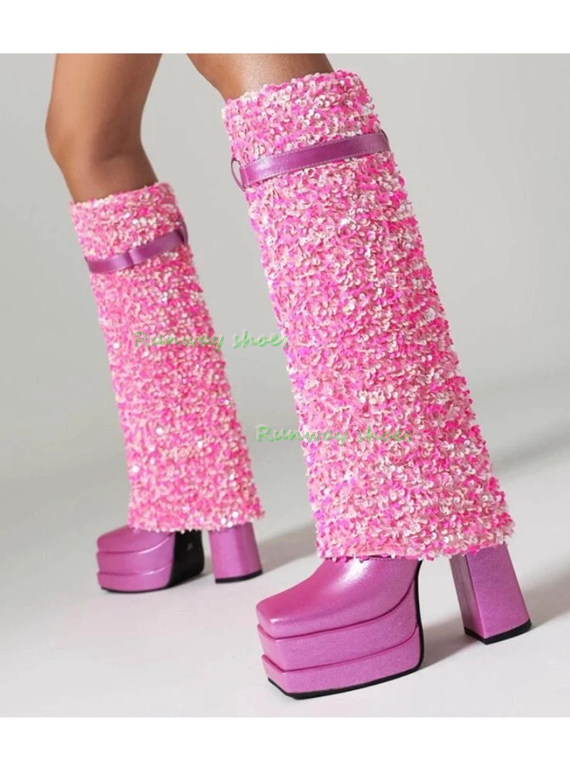 Blue Sequin Knee High Boots Do - Winter Cloth recension och pris