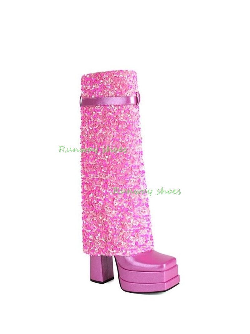 Blue Sequin Knee High Boots Do - Winter Cloth recension och pris